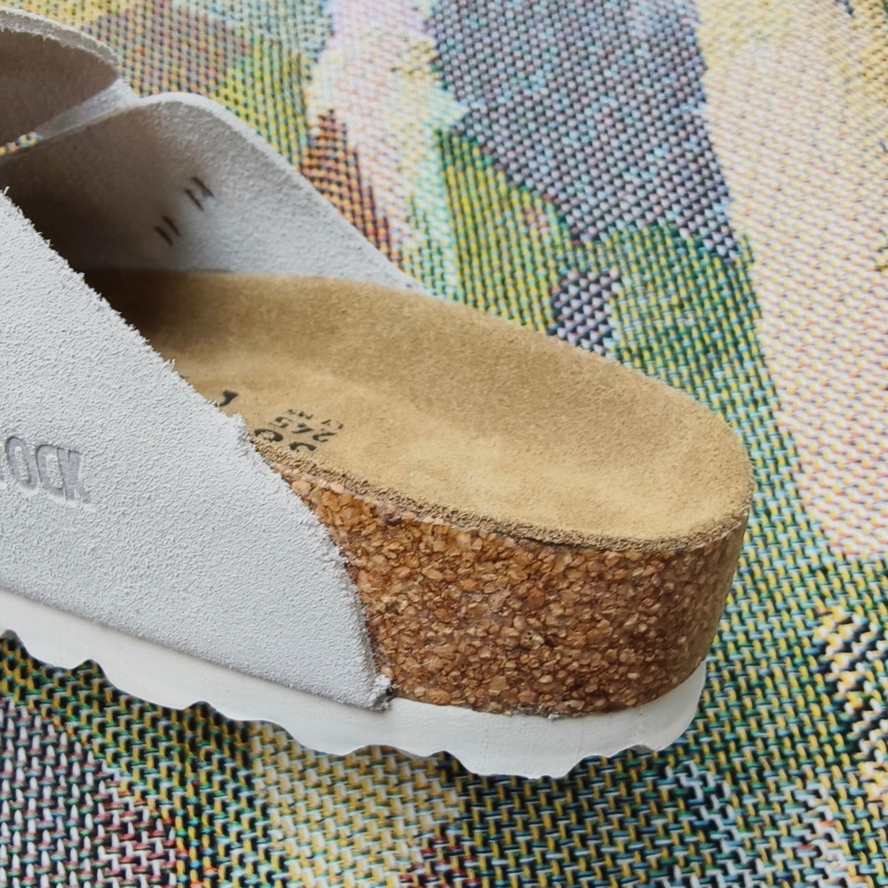 Women's White Suede Birkenstock Boston Shoes - Narrow Fit - Picture 8 of 8